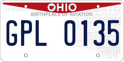 OH license plate GPL0135