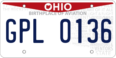 OH license plate GPL0136