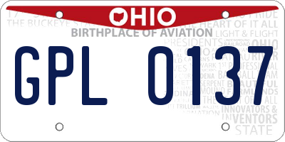 OH license plate GPL0137