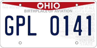 OH license plate GPL0141