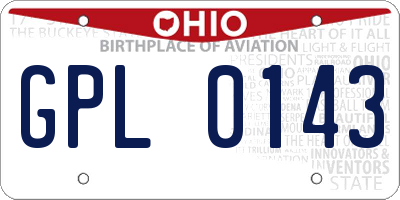 OH license plate GPL0143