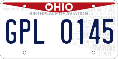 OH license plate GPL0145