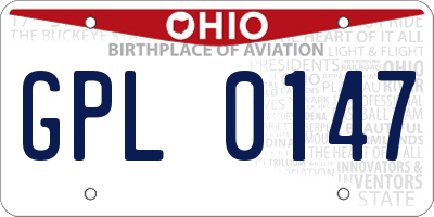 OH license plate GPL0147