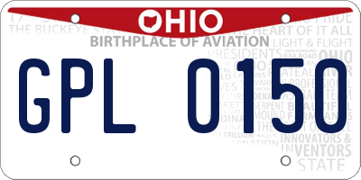 OH license plate GPL0150