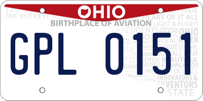 OH license plate GPL0151