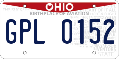 OH license plate GPL0152