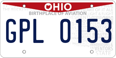 OH license plate GPL0153