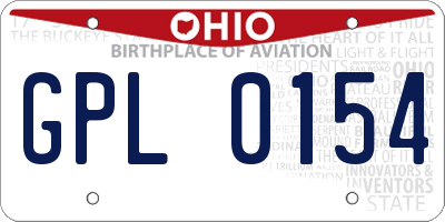OH license plate GPL0154