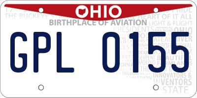 OH license plate GPL0155