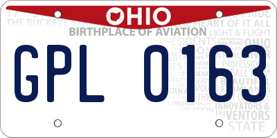 OH license plate GPL0163