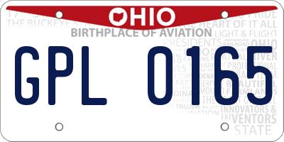 OH license plate GPL0165