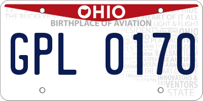 OH license plate GPL0170