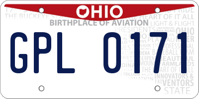 OH license plate GPL0171