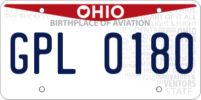 OH license plate GPL0180