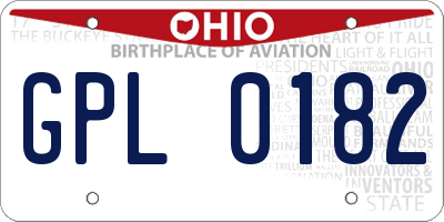 OH license plate GPL0182