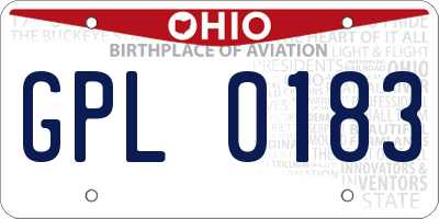 OH license plate GPL0183