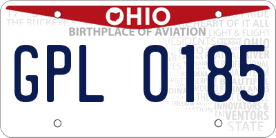 OH license plate GPL0185