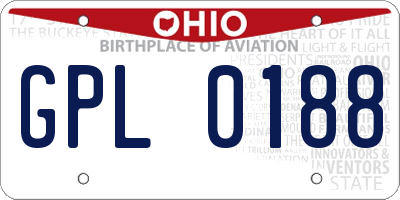 OH license plate GPL0188