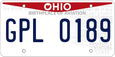 OH license plate GPL0189