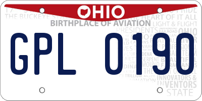 OH license plate GPL0190