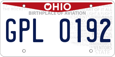 OH license plate GPL0192