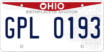OH license plate GPL0193