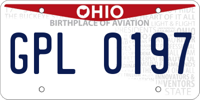 OH license plate GPL0197
