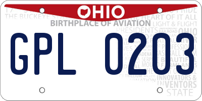 OH license plate GPL0203