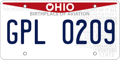 OH license plate GPL0209