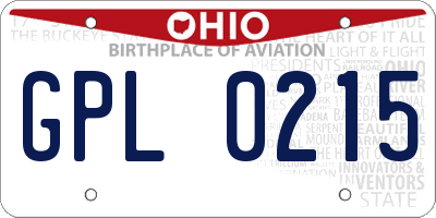 OH license plate GPL0215