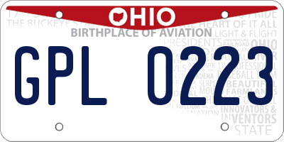 OH license plate GPL0223