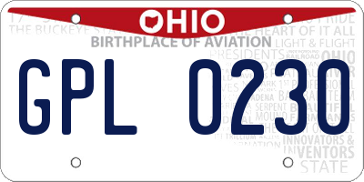 OH license plate GPL0230