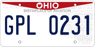 OH license plate GPL0231