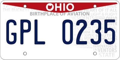 OH license plate GPL0235