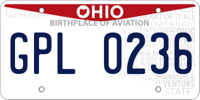 OH license plate GPL0236