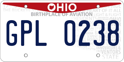 OH license plate GPL0238