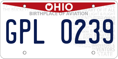 OH license plate GPL0239