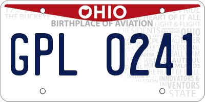 OH license plate GPL0241