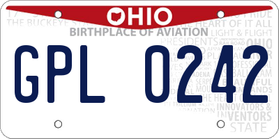 OH license plate GPL0242
