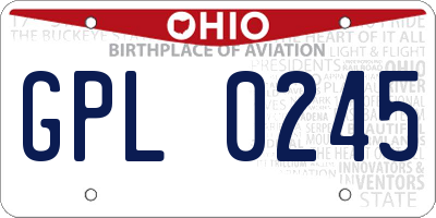 OH license plate GPL0245