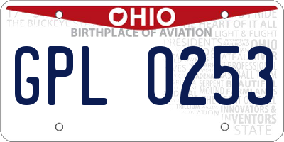 OH license plate GPL0253