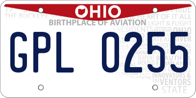 OH license plate GPL0255
