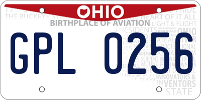 OH license plate GPL0256