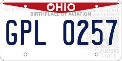 OH license plate GPL0257