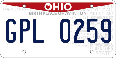 OH license plate GPL0259