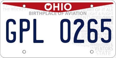 OH license plate GPL0265