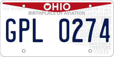 OH license plate GPL0274