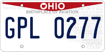 OH license plate GPL0277