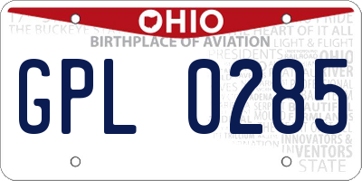 OH license plate GPL0285