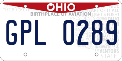 OH license plate GPL0289